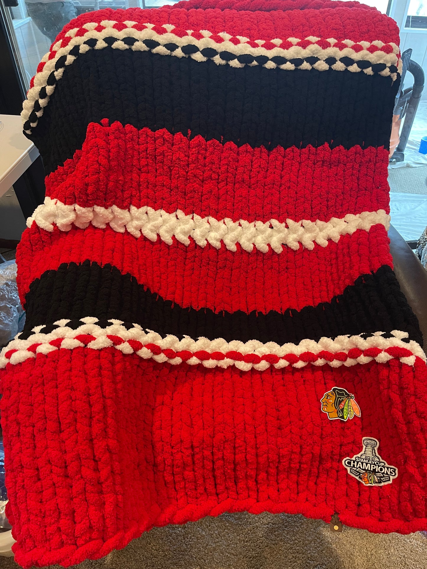 Chicago Blackhawks Chunky Knit Throw Blanket (Made to Order)
