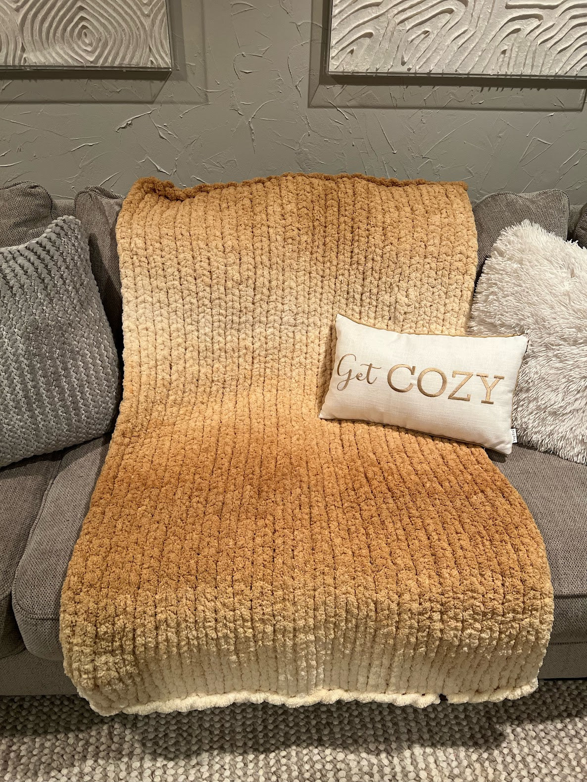 Sunset Glow Chunky Knit Throw (Large)