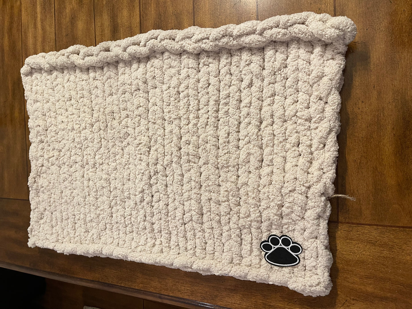 Cream Chunky Knit Pet Blanket - Medium - Thru the Loops Chunky Knit Creations