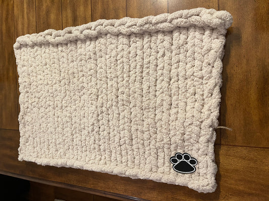 Cream Chunky Knit Pet Blanket - Medium - Thru the Loops Chunky Knit Creations