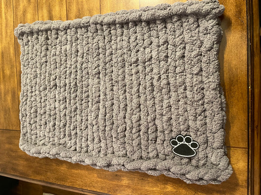 Dark Gray Chunky Knit Pet Blanket - Medium - Thru the Loops Chunky Knit Creations
