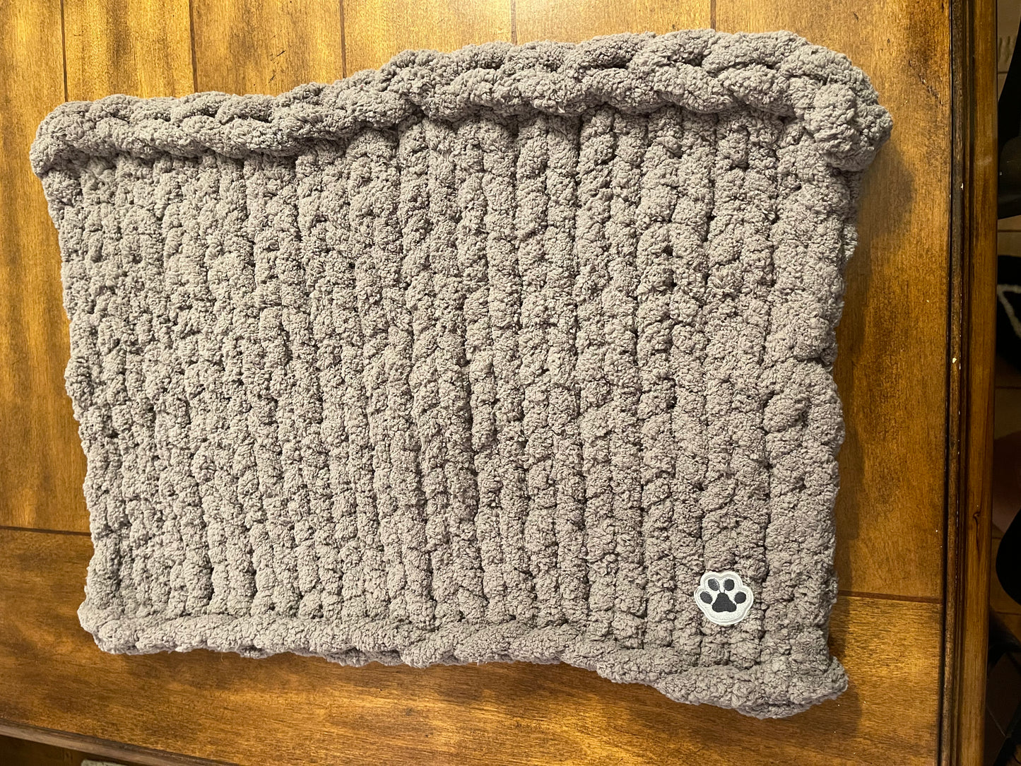 Dark Gray Chunky Knit Pet Blanket - Small - Thru the Loops Chunky Knit Creations