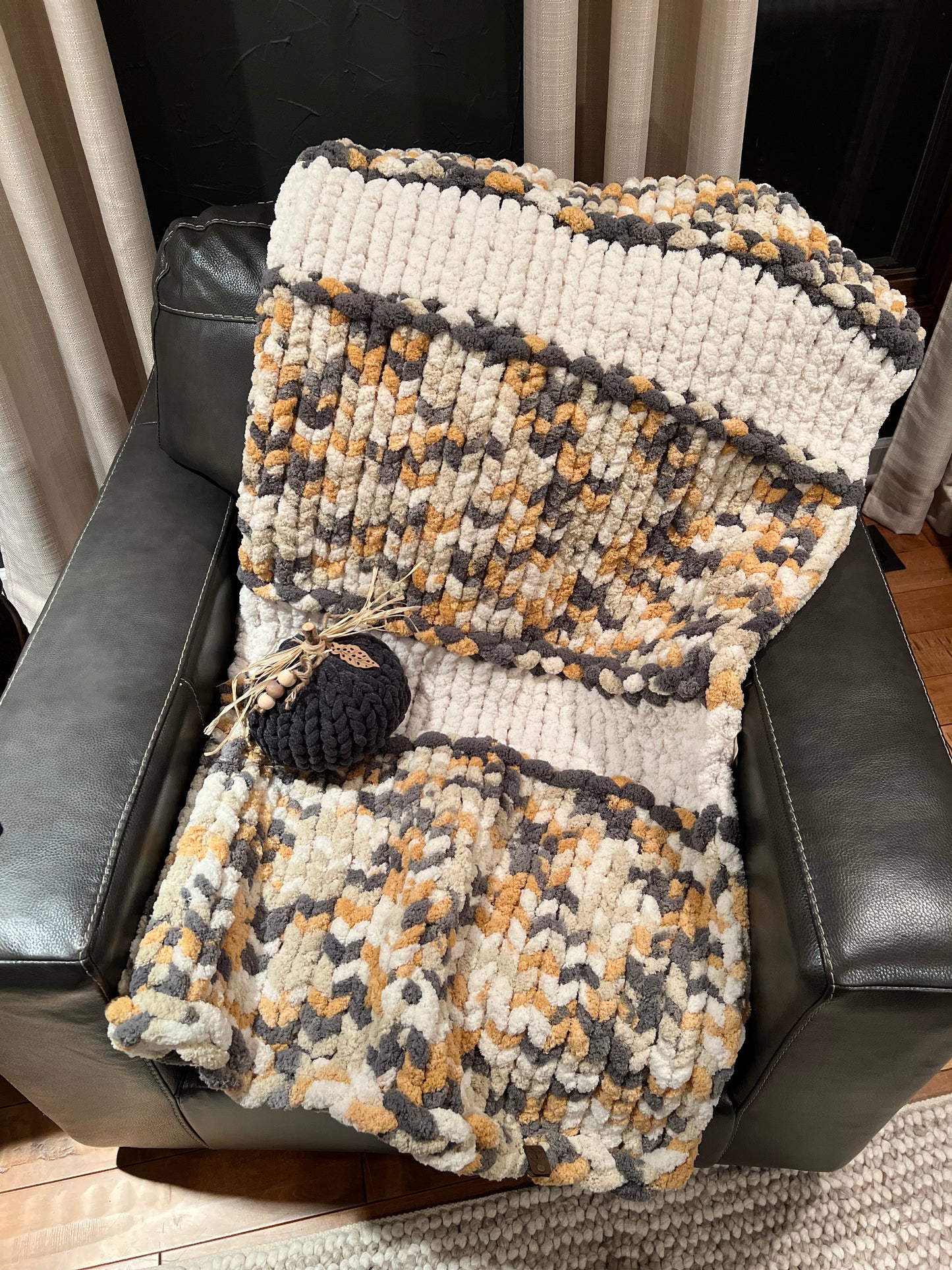 Fall Corn Maze Chunky Knit Throw Blanket (Large) - Thru the Loops Chunky Knit Creations