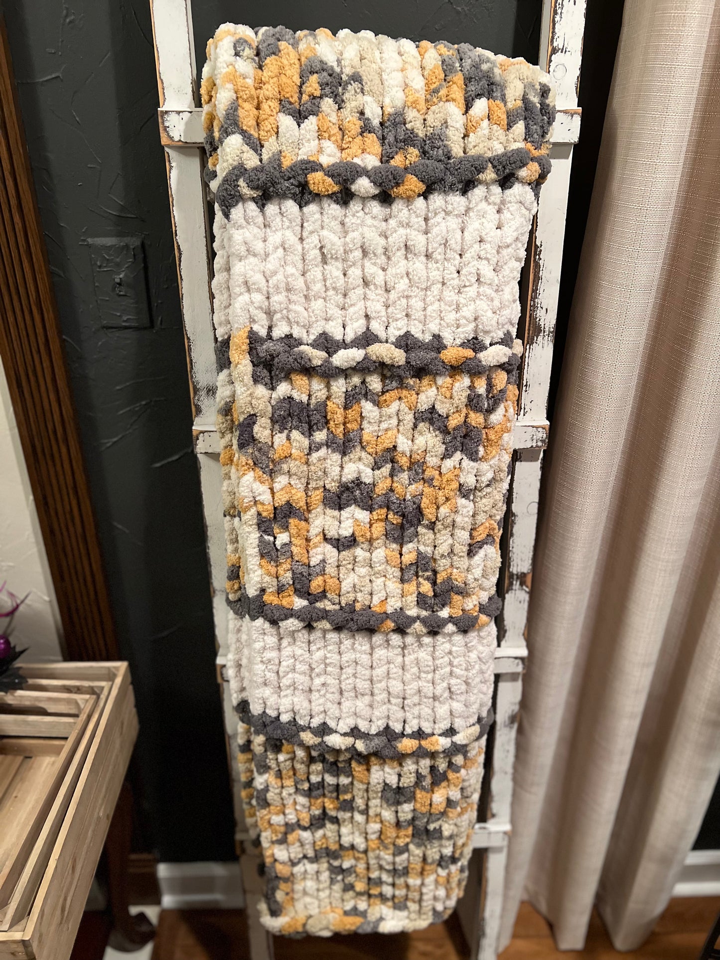 Fall Corn Maze Chunky Knit Throw Blanket (Large) - Thru the Loops Chunky Knit Creations