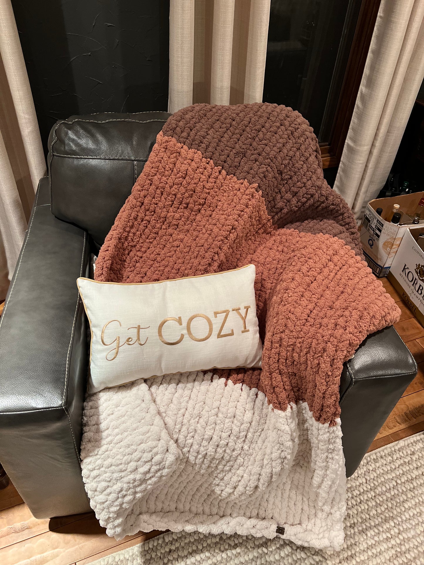 Friday Night Lights Chunky Knit Throw Blanket (Large) - Thru the Loops Chunky Knit Creations