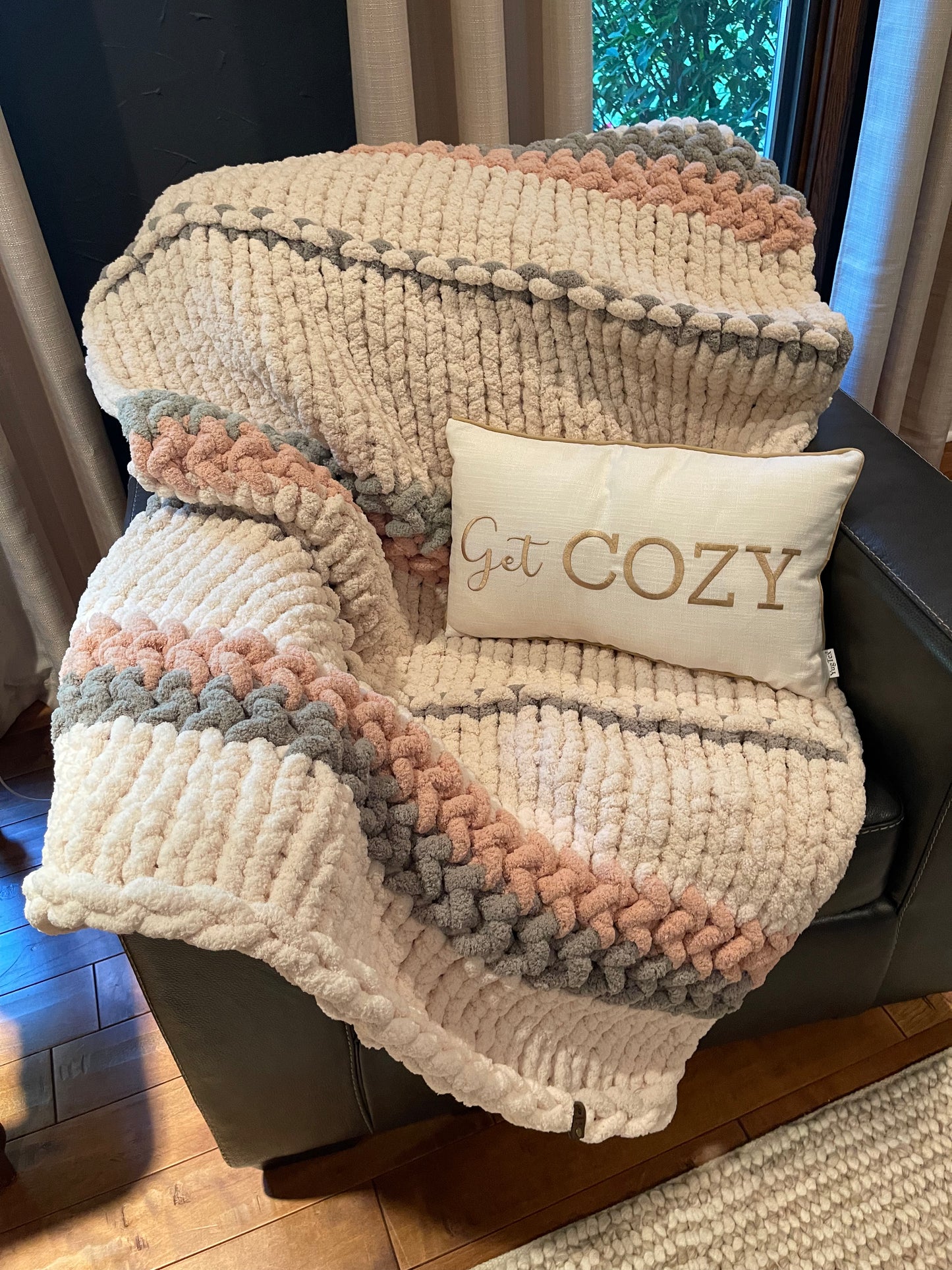 Fall Hayride Chunky Knit Throw Blanket (Large) - Thru the Loops Chunky Knit Creations