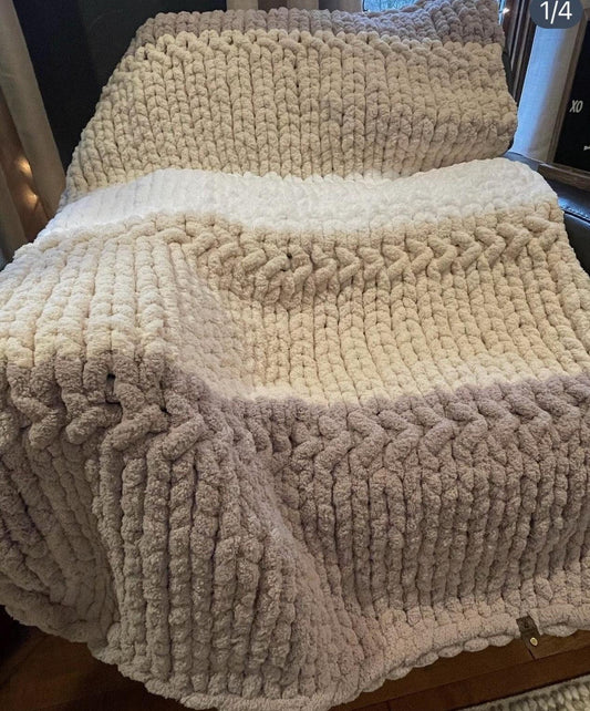 Tiramisu Delight Chunky Knit Throw Blanket (Large) - Thru the Loops Chunky Knit Creations