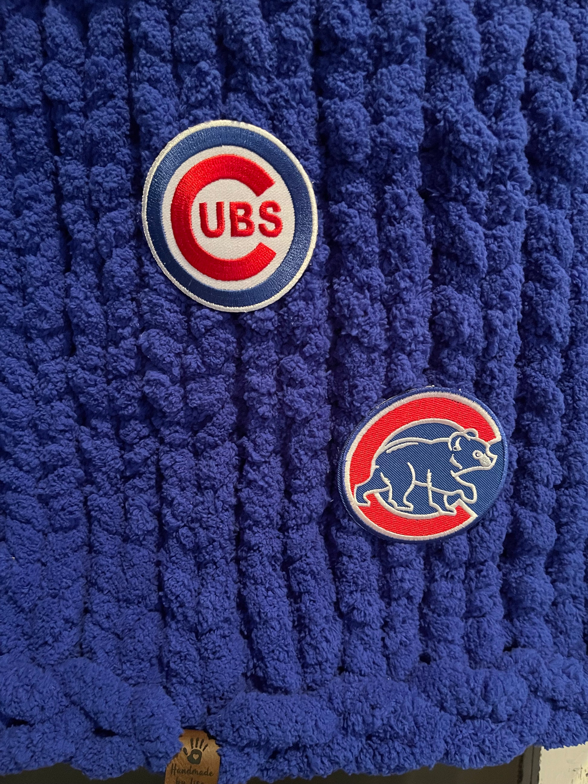 Chicago Cubs Chunky Knit Throw Blanket (Made to Order) - Thru the Loops Chunky Knit Creations