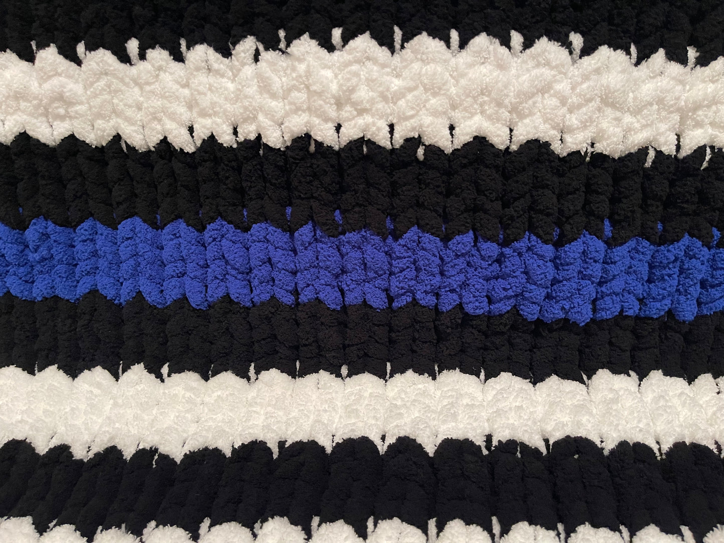 Back the Blue Chunky Knit Throw Blanket (Made to Order) - Thru the Loops Chunky Knit Creations