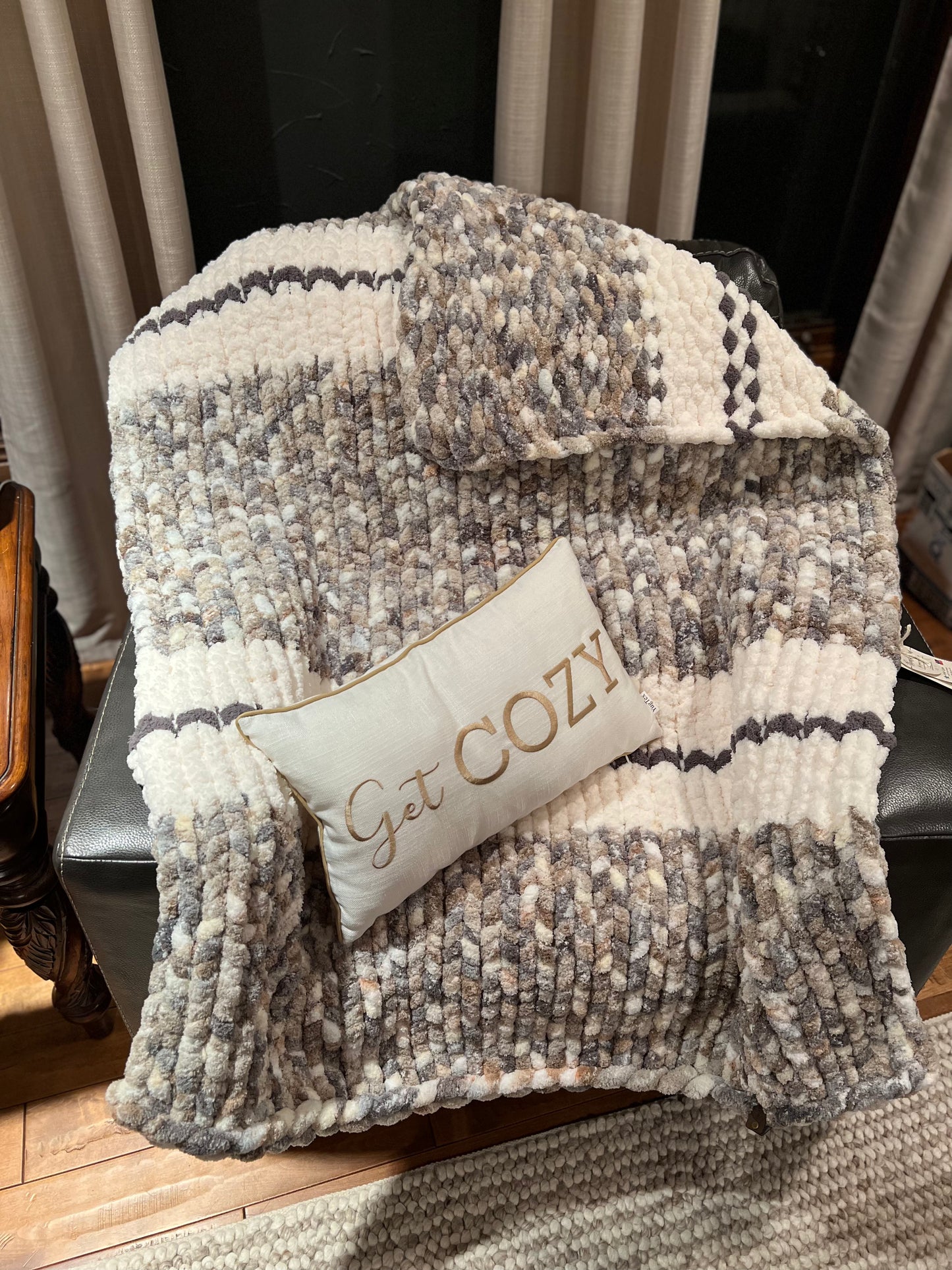 Milky Way Chunky Knit Throw Blanket (Large) - Thru the Loops Chunky Knit Creations