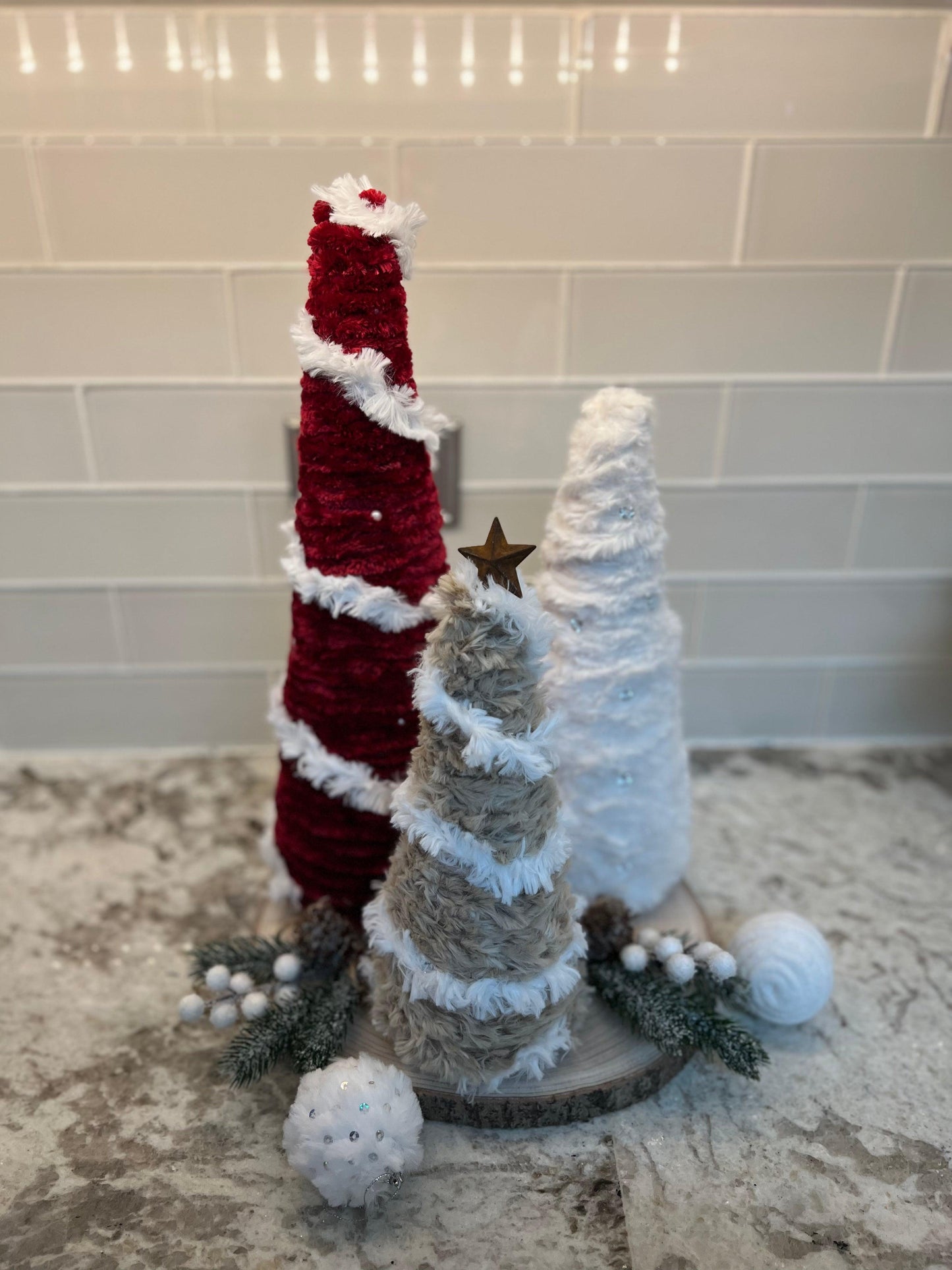Custom Chunky Knit Christmas Tree Decor - Thru the Loops Chunky Knit Creations