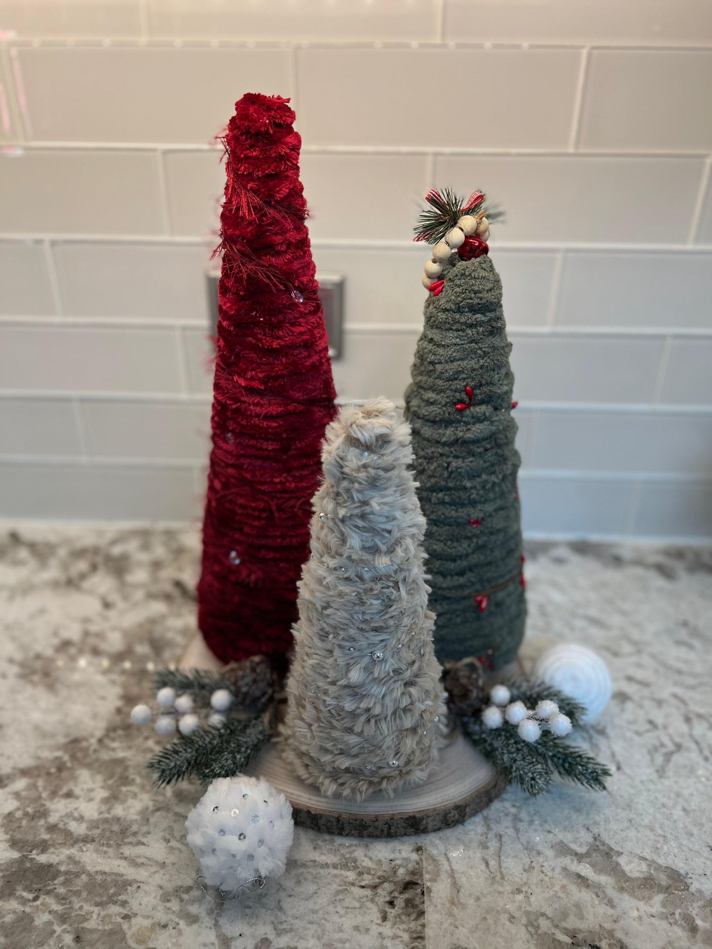 Custom Chunky Knit Christmas Tree Decor - Thru the Loops Chunky Knit Creations