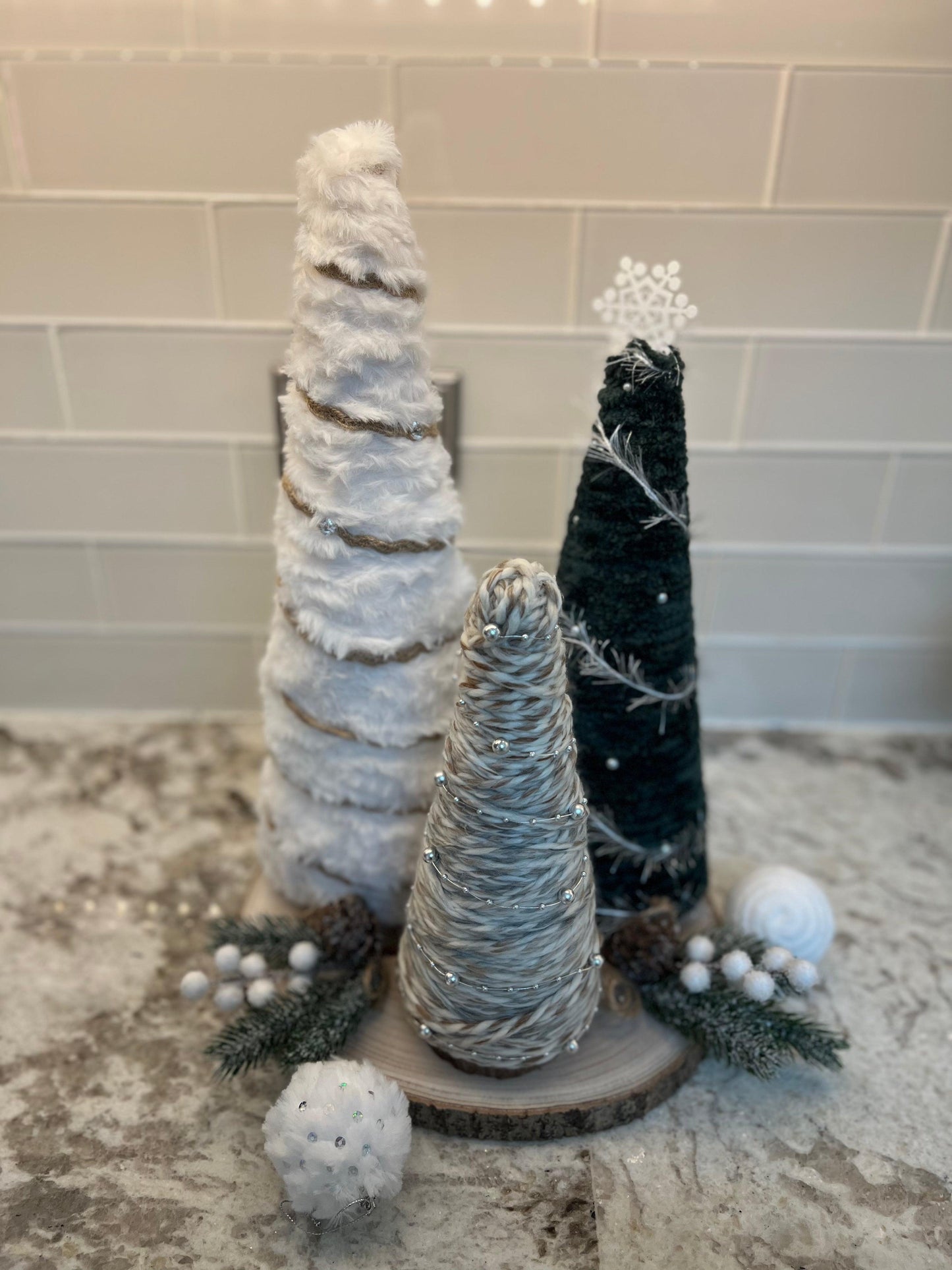 Custom Chunky Knit Christmas Tree Decor - Thru the Loops Chunky Knit Creations