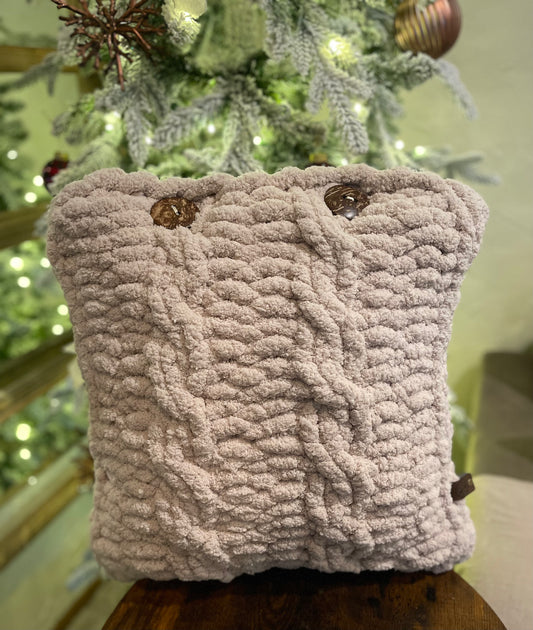 Chunky Knit Throw Pillow with Removeable Cover - Thru the Loops Chunky Knit Creations