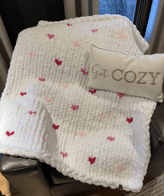 Sweetheart Chunky Knit Throw Blanket (Large) - Thru the Loops Chunky Knit Creations