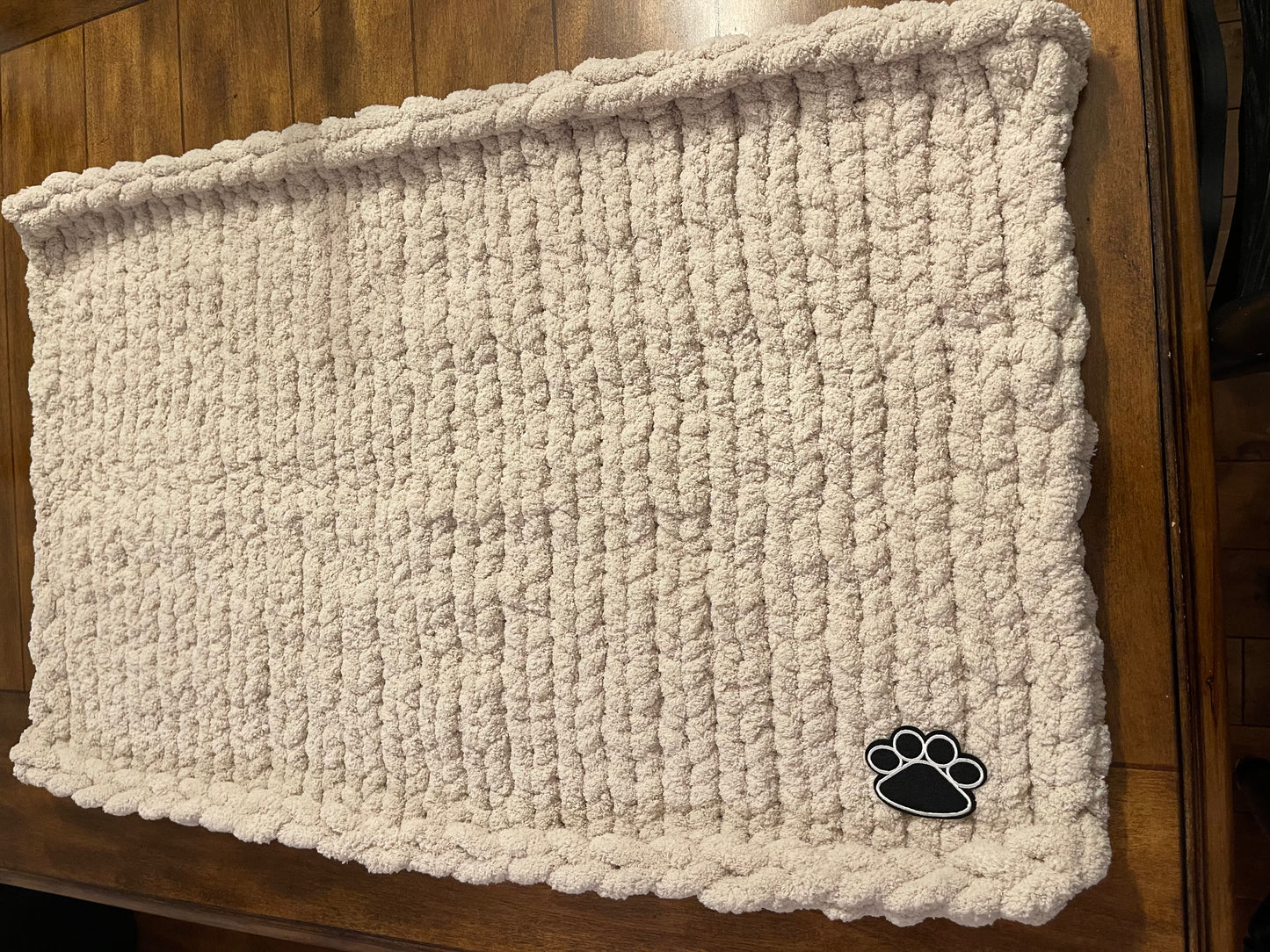 Cream Chunky Knit Pet Blanket - XL - Thru the Loops Chunky Knit Creations