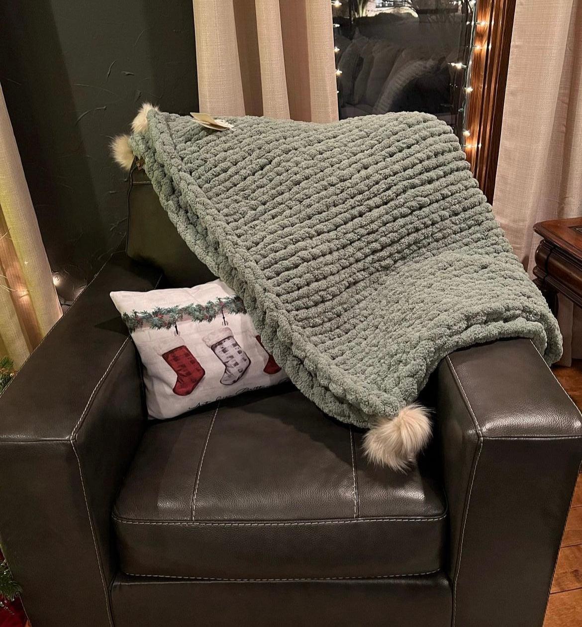 Add-Ons: Corner Poms - Thru the Loops Chunky Knit Creations