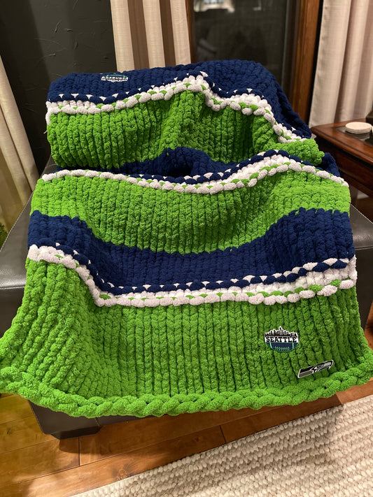 Seattle Seahawks Chunky Knit Throw Blanket (Made to Order)