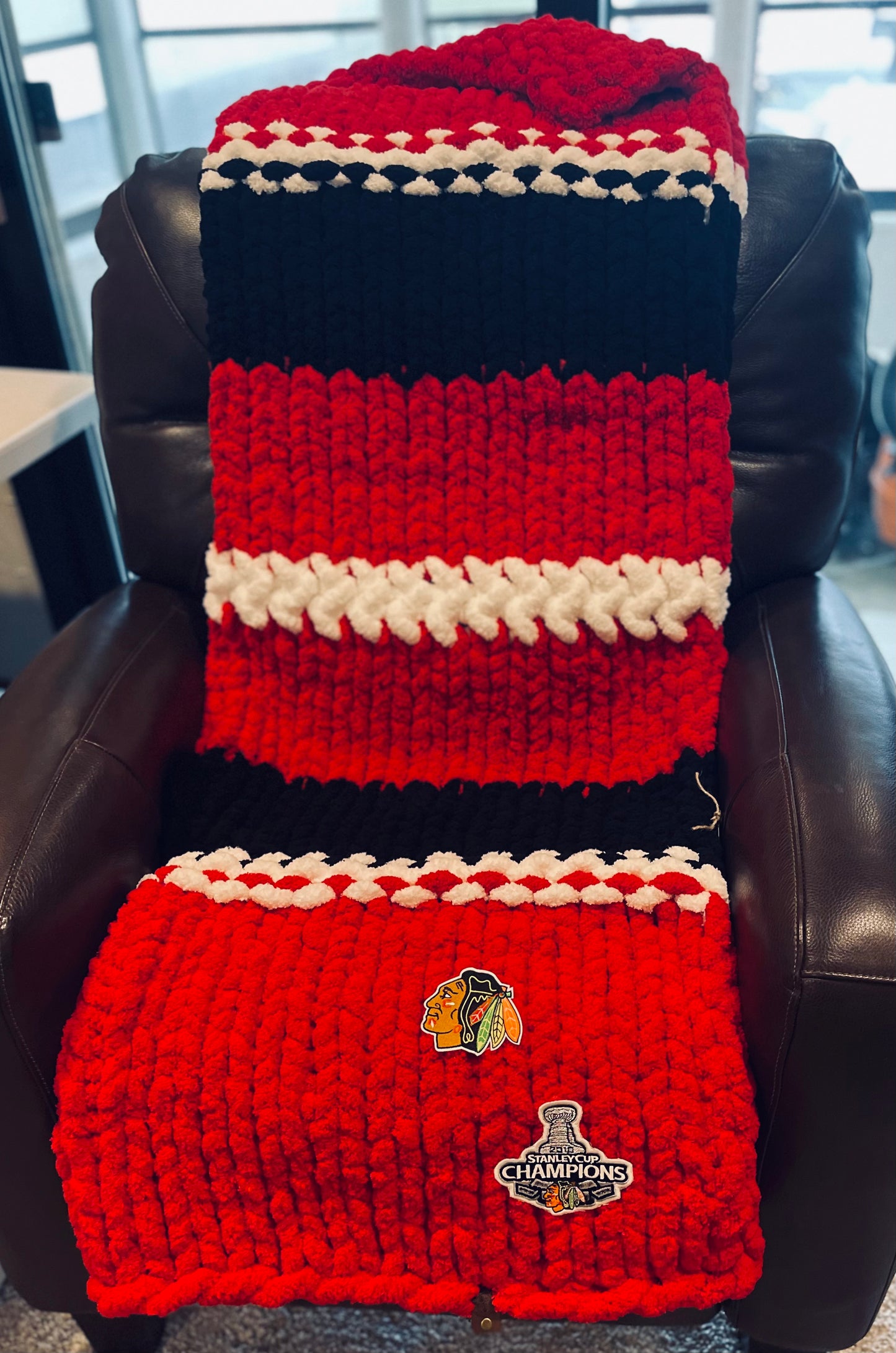 Chicago Blackhawks Chunky Knit Throw Blanket (Made to Order)