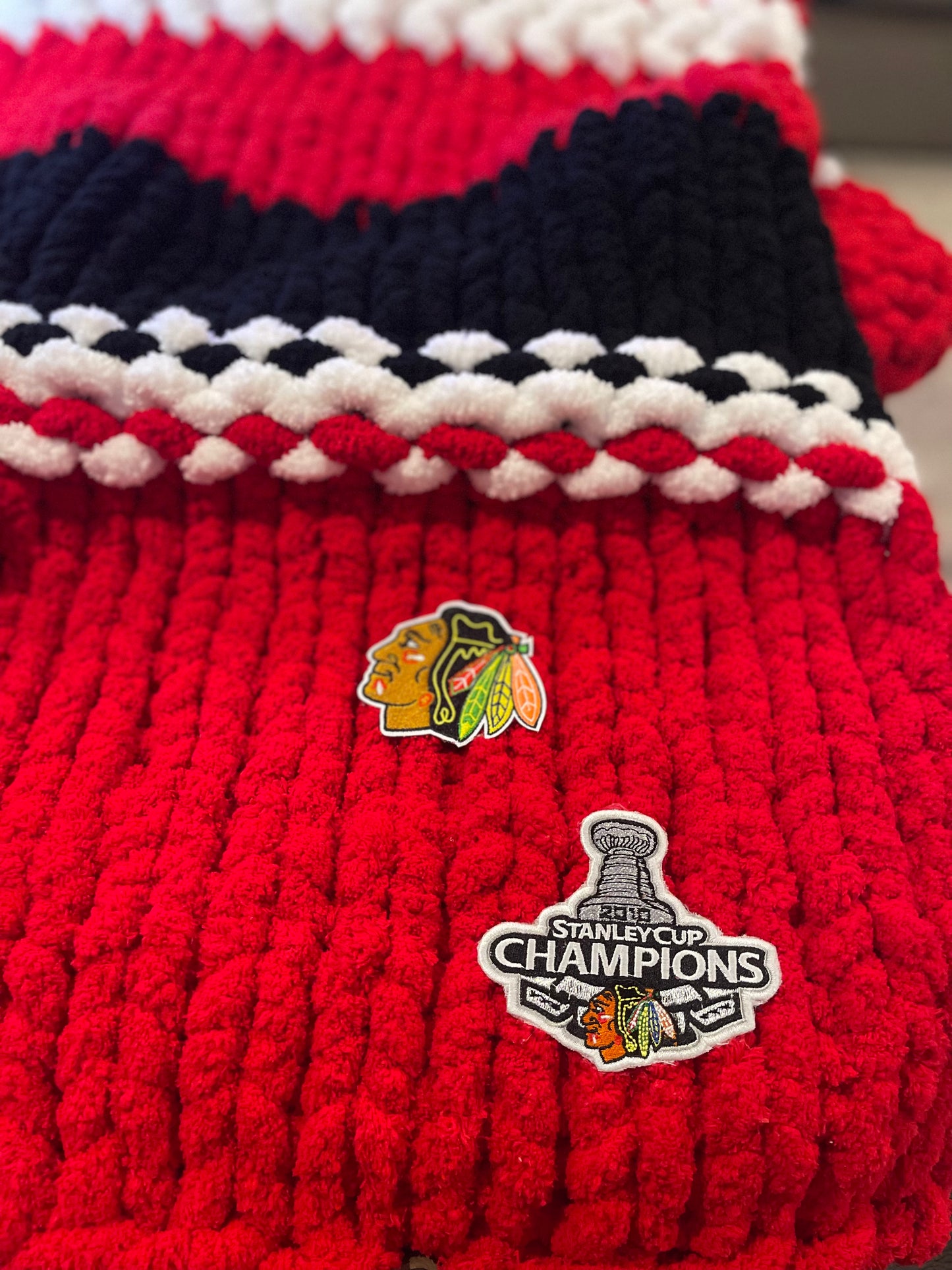 Chicago Blackhawks Chunky Knit Throw Blanket (Made to Order)