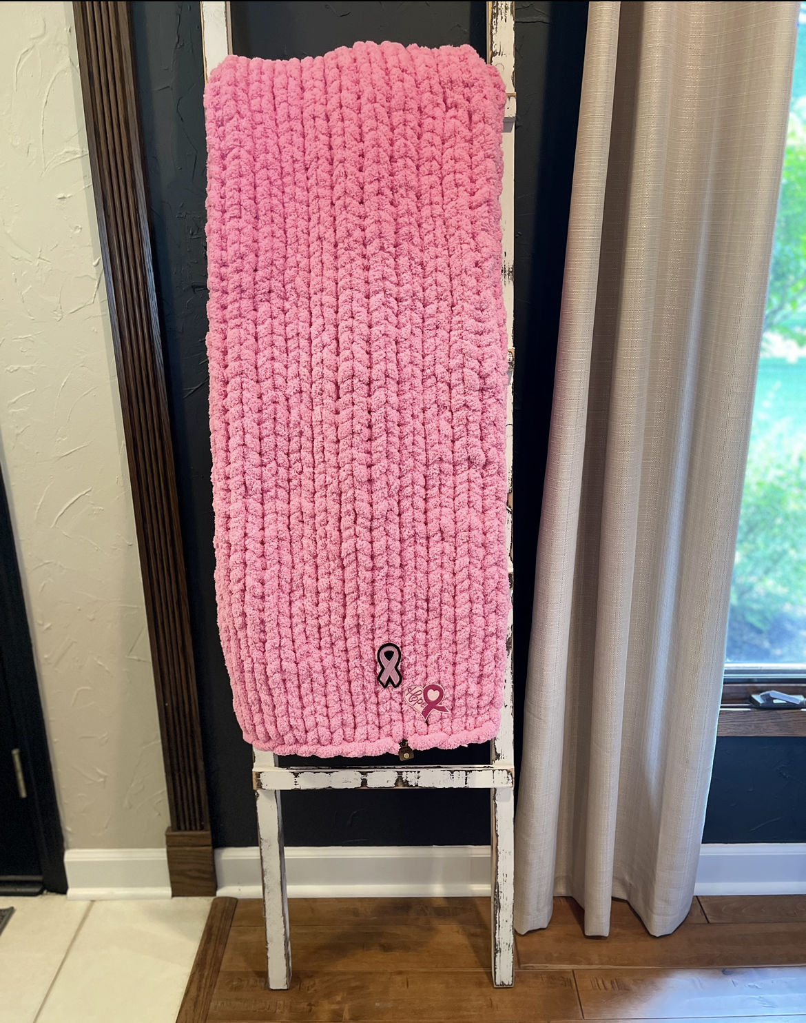 Breast Cancer Awareness Chunky Knit Throw Blanket (Made to Order)