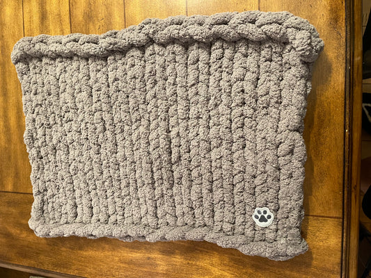 Dark Gray Chunky Knit Pet Blanket - Small