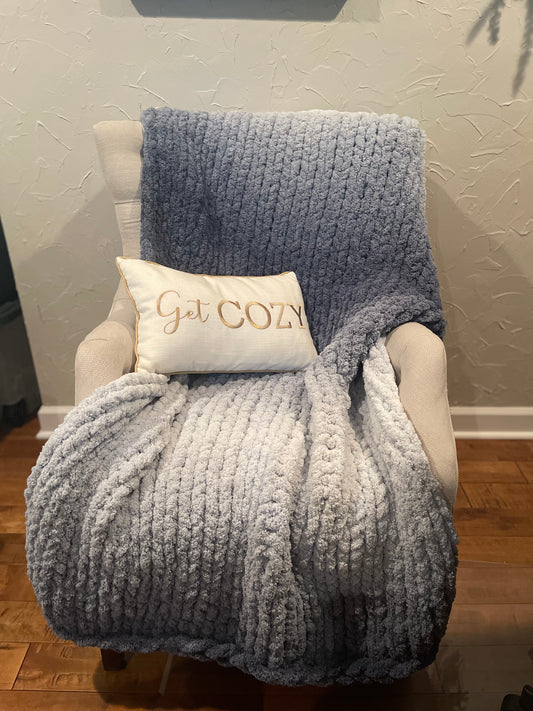 Blue Sky Ombre Chunky Knit Throw (Large)