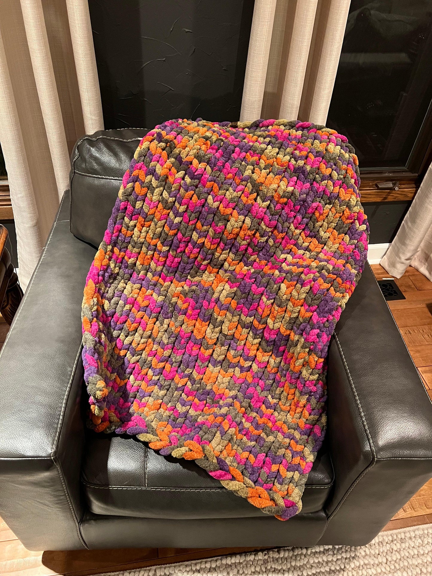 Trick or Treat Chunky Knit Throw Blanket (Large) - Thru the Loops Chunky Knit Creations