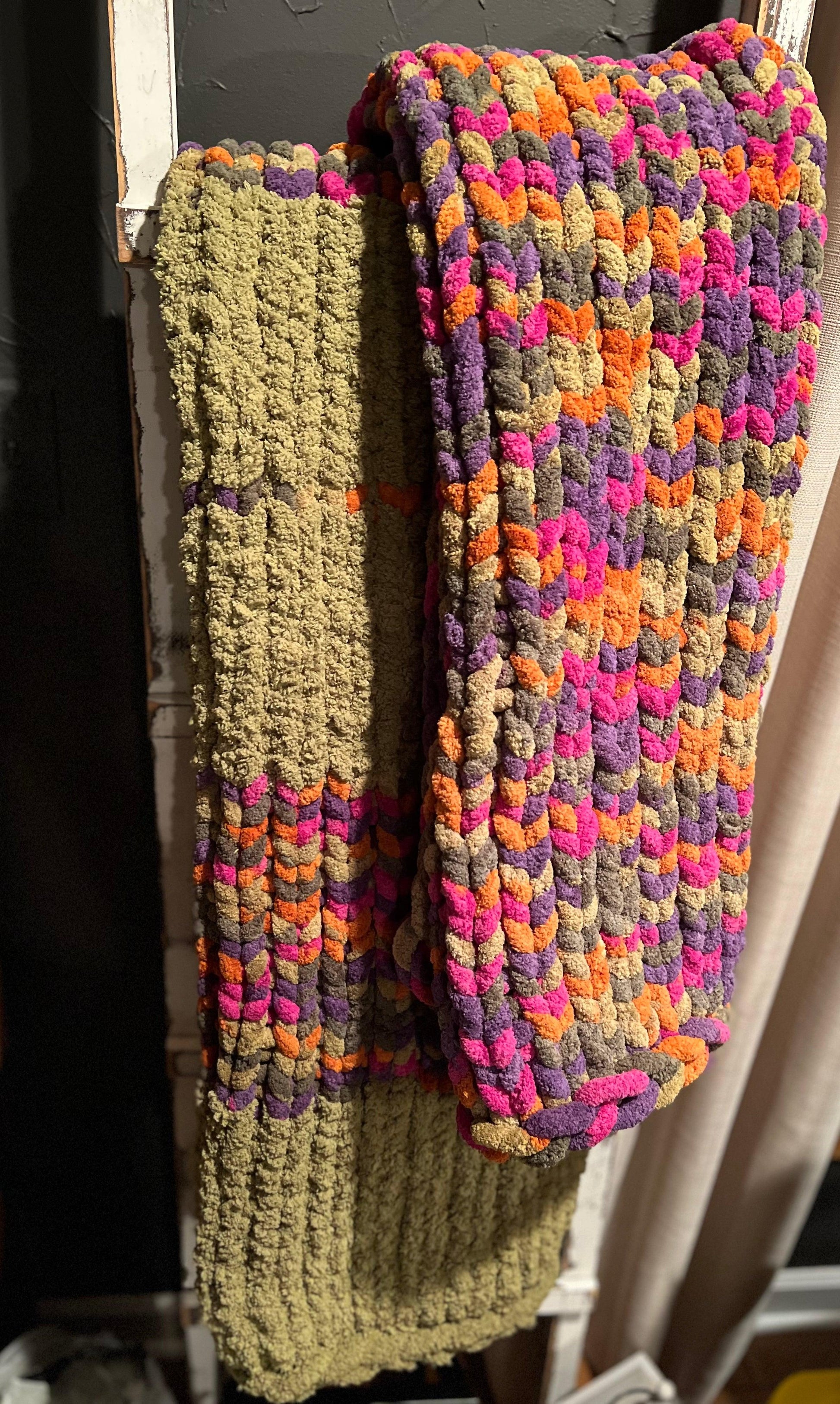 Trick or Treat Chunky Knit Throw Blanket (Large) - Thru the Loops Chunky Knit Creations