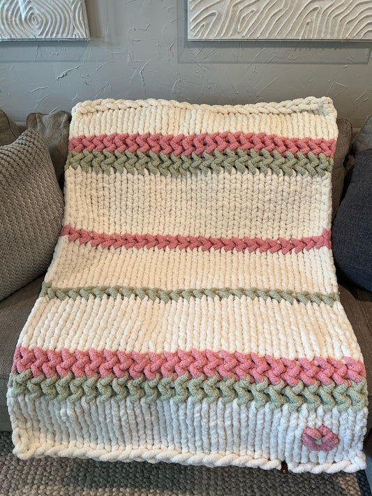 Spring Meadow Chunky Knit Throw Blanket (Large)