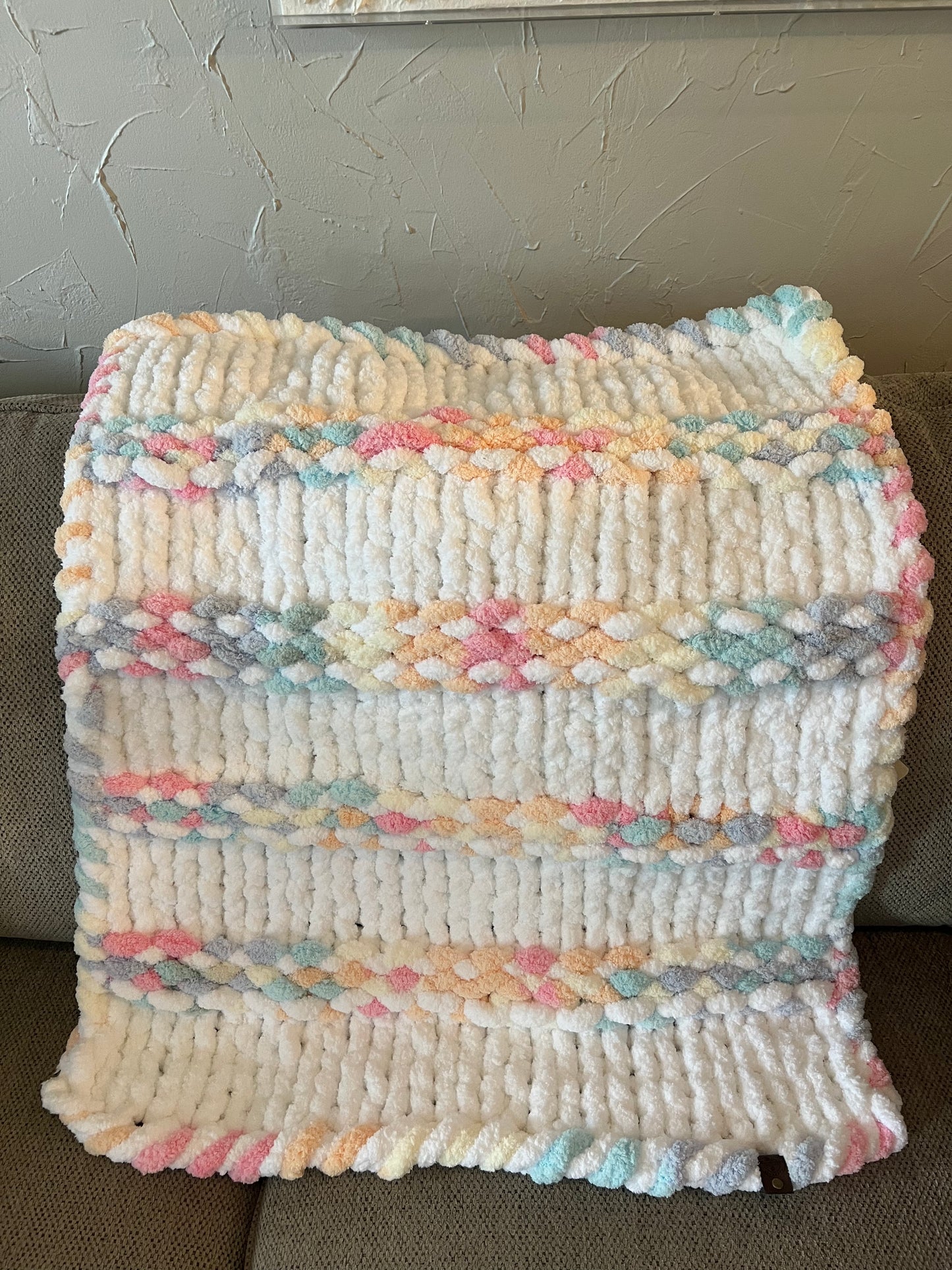 Rainbow in the Clouds Chunky Knit Baby Blanket