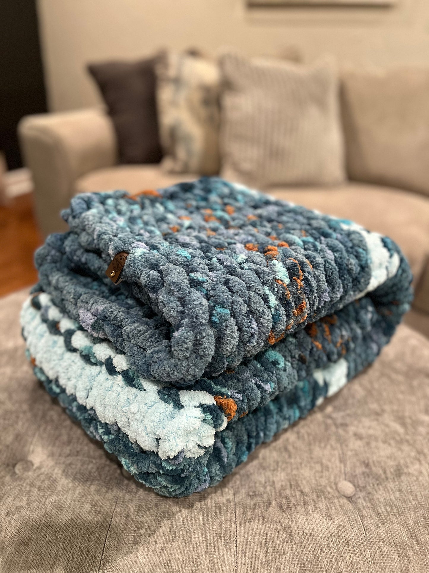 Aqua Oasis Large Chunky Knit Throw (Large)