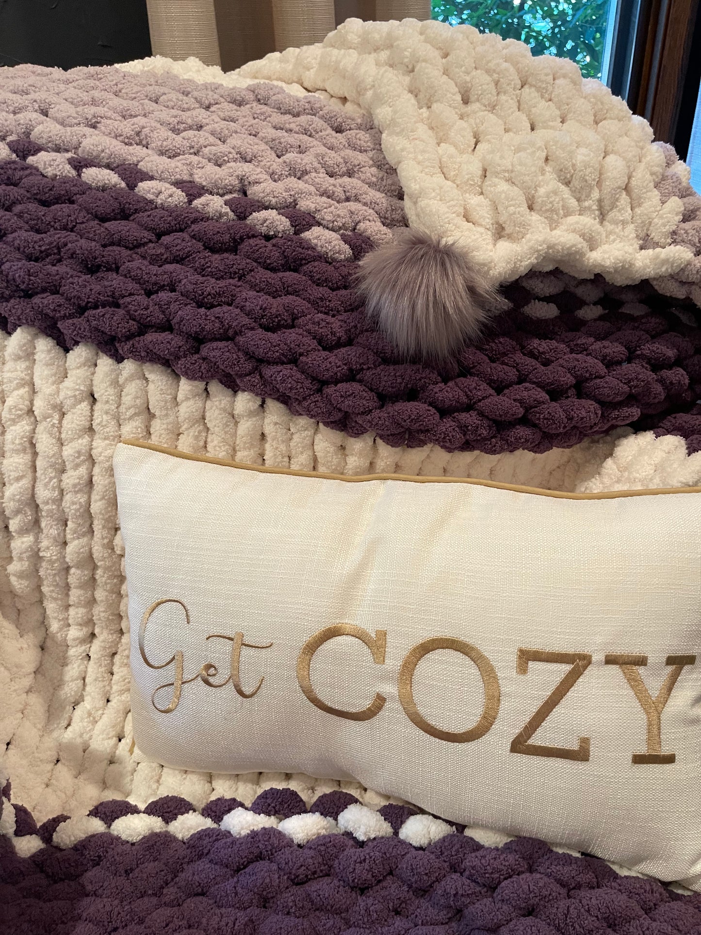 Lavender Haze Chunky Knit Throw Blanket (Large)