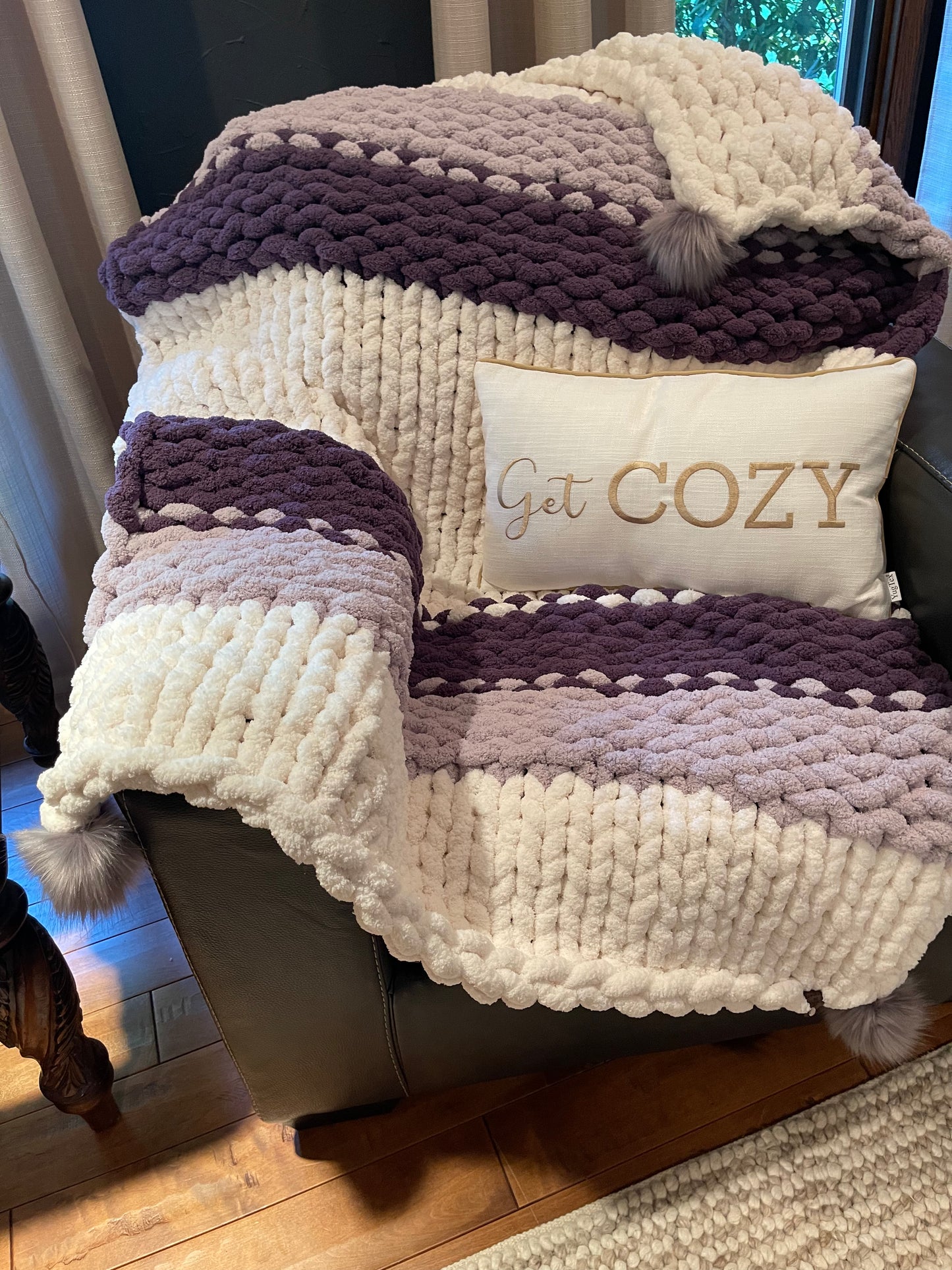 Lavender Haze Chunky Knit Throw Blanket (Large)