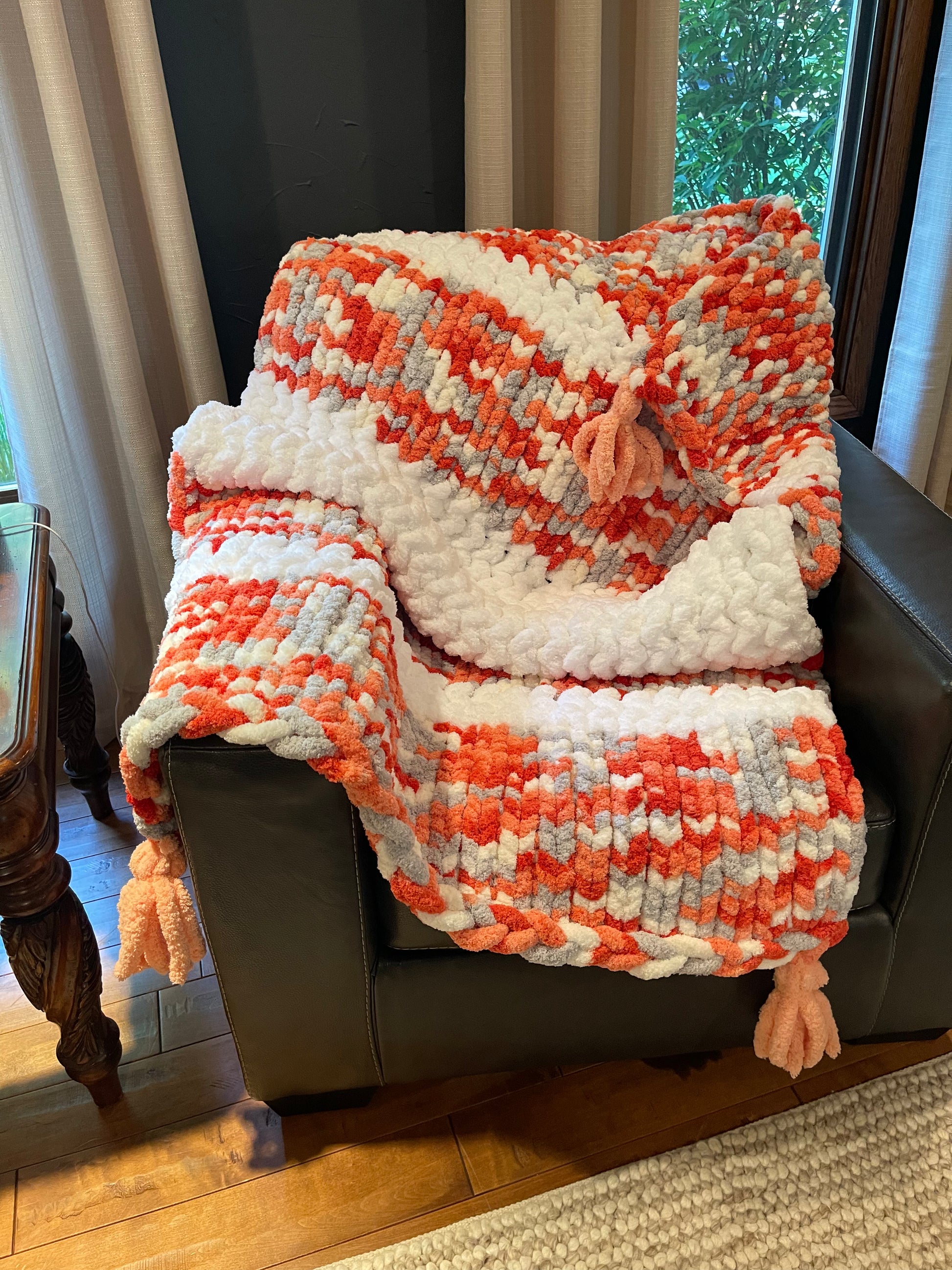 Chunky orange throw blanket sale