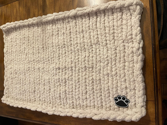 Cream Chunky Knit Pet Blanket - XL