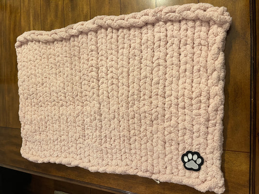 Pink Chunky Knit Pet Blanket - Large