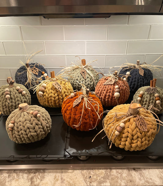 Custom Chunky Knit Pumpkin Decorative Plushies