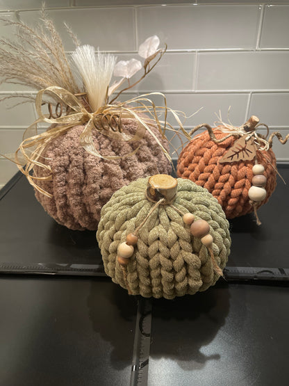 Custom Chunky Knit Pumpkin Decorative Plushies