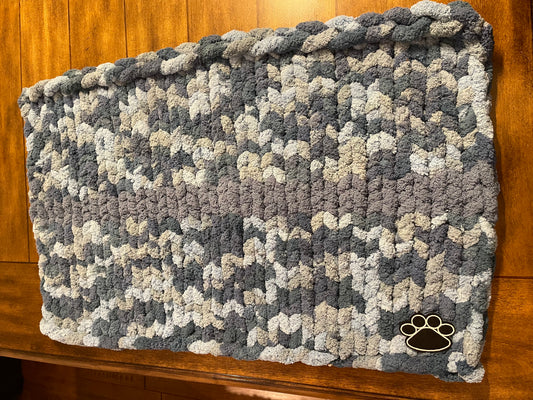 Blue Taupe Chunky Knit Pet Blanket - Large