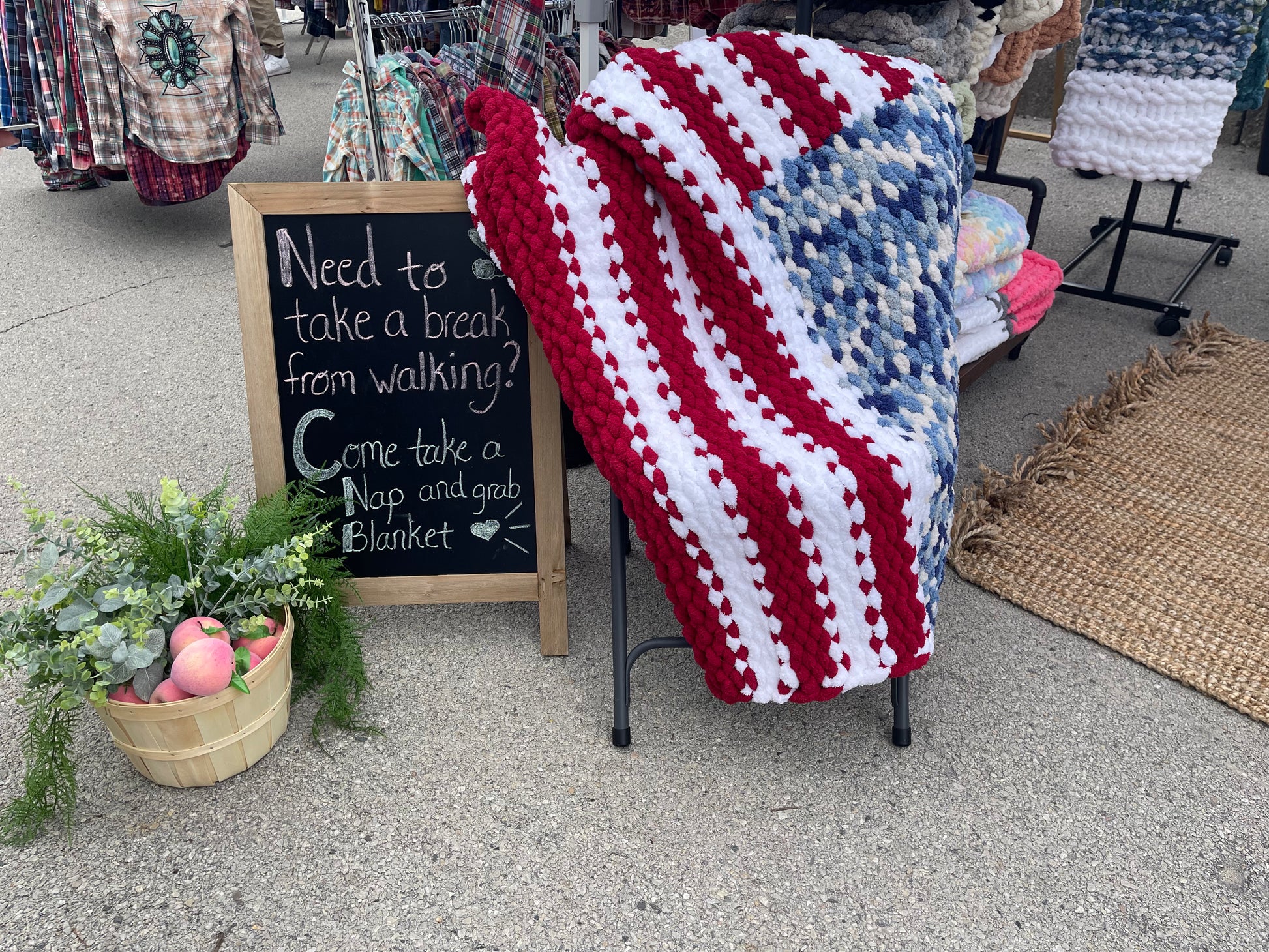 American Flag Chunky Knit Throw Blanket (Made to Order) - Thru the Loops Chunky Knit Creations