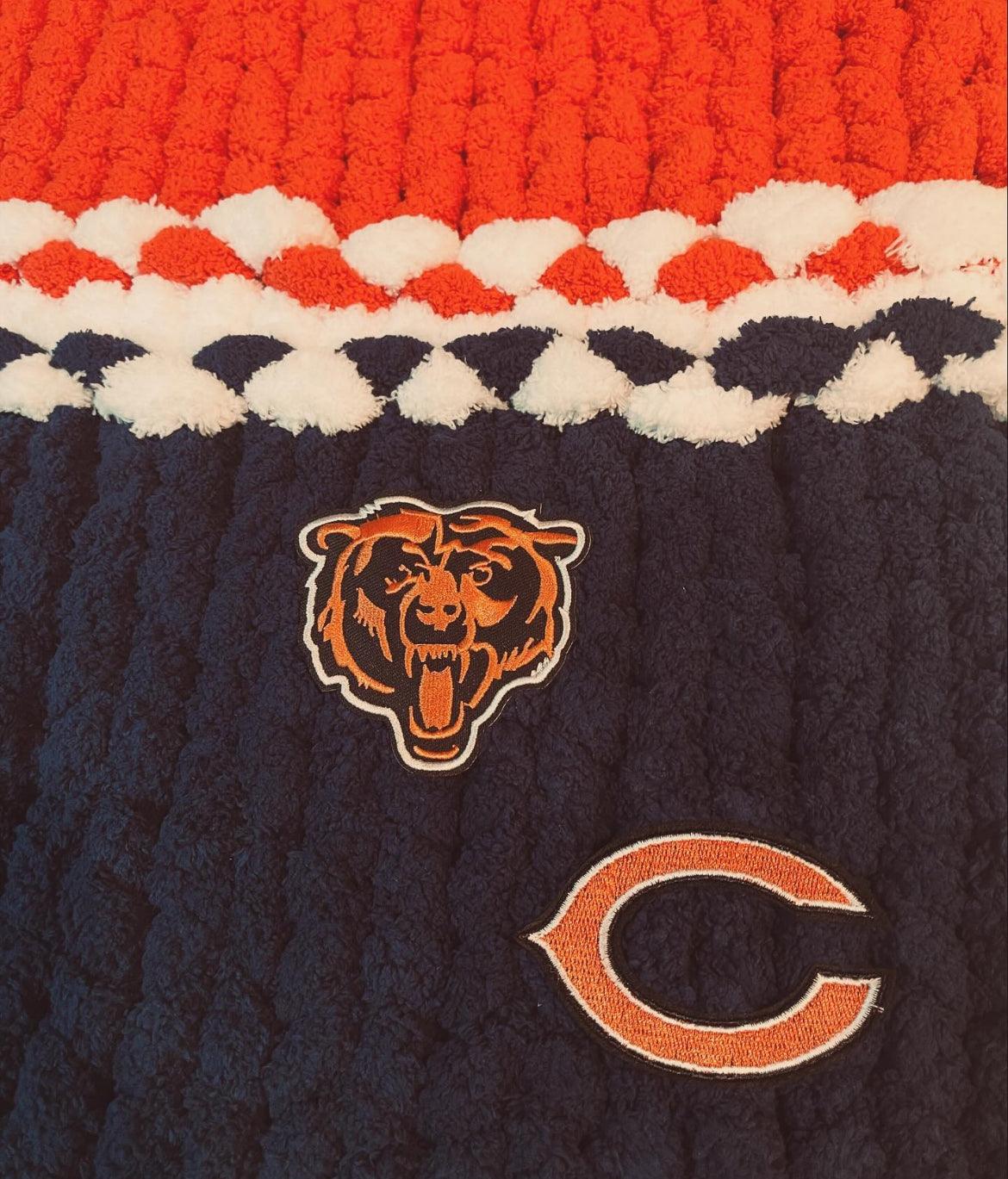 Chicago Bears Chunky Knit Throw Blanket (Made to Order) - Thru the Loops Chunky Knit Creations